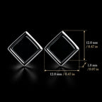 Natural Black Jadeite Square Stud Earrings in Sterling Silver