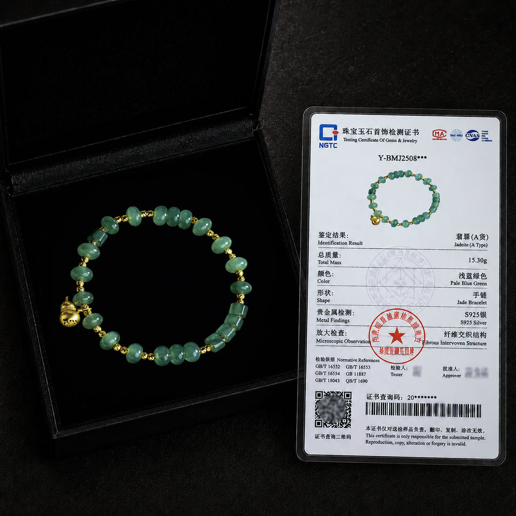 Blue Green Jadeite Bamboo Bracelet