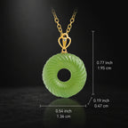 Natural Green Jade Spiral Ping An Kou Necklace – 46cm S925 Silver & 18K Gold Clasp, Symbol of Peace & Good Fortune