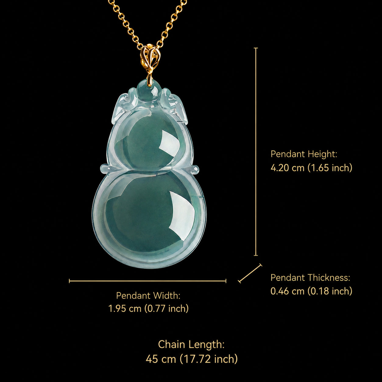 Jadeite Blue Gourd Pendant Necklace for Women – 18K Gold, Natural Jade
