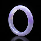 Natural Burmese Lavender Jadeite Bangle Bracelet Icy Purple 54mm Slim Round Jade Bracelet for Women