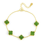 Natural Burmese Green Jade Four-Leaf Clover Bracelet, S925 Silver Jewelry jade BMjade