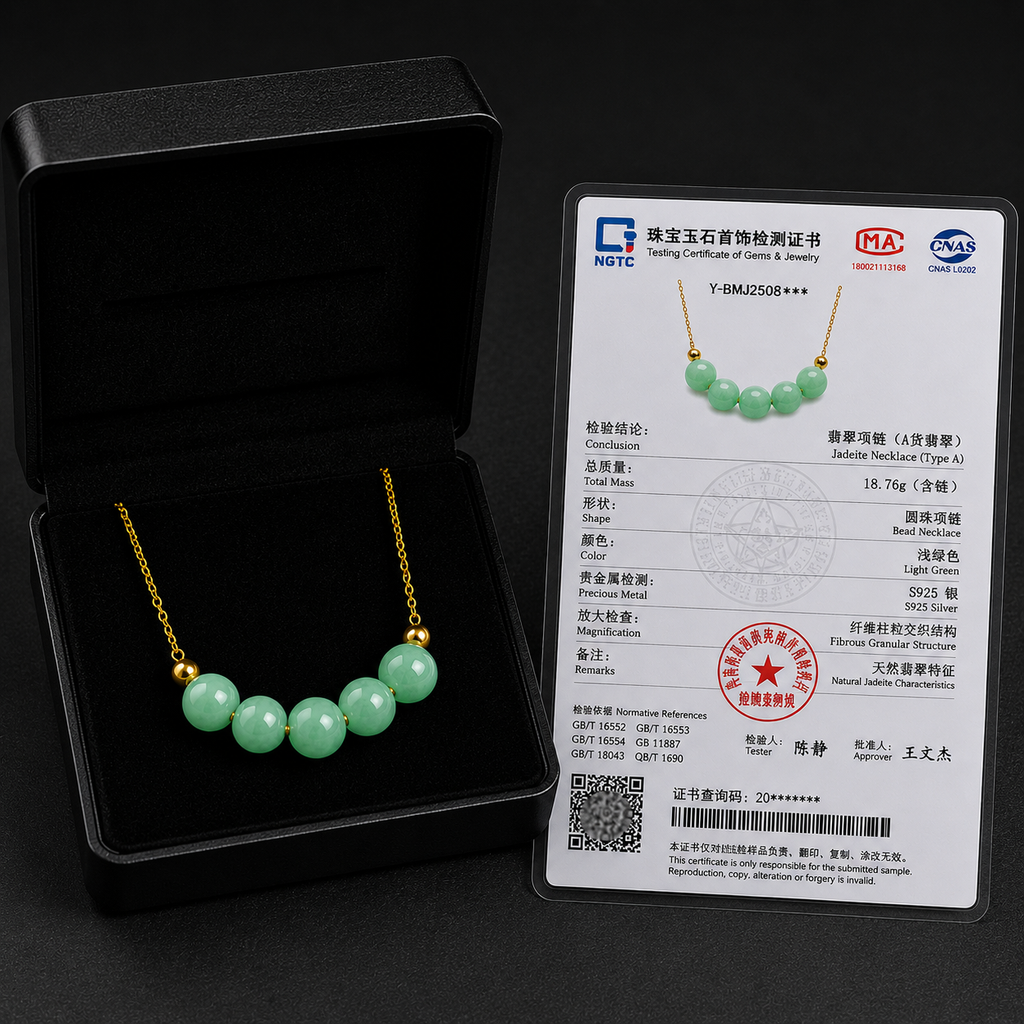 Green Jadeite Beaded Necklace for Women