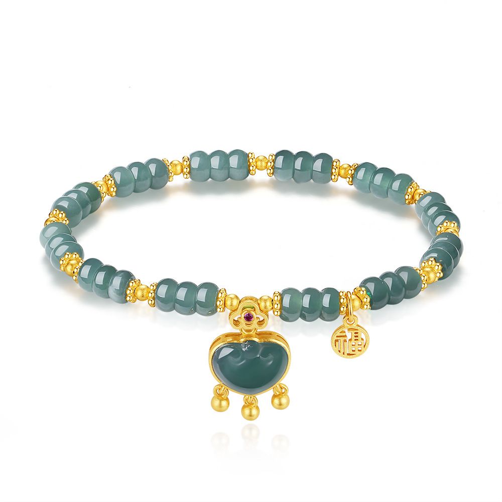 14K Gold S925 Sterling Silver Jadeite Bracelet jade bmjade Jade:6mm    /    Length: 5.5 inches -7.5 inches light blue 