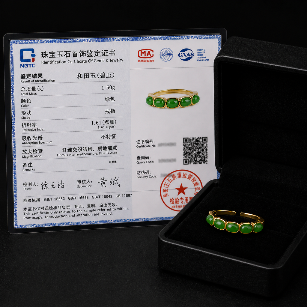Green Jade Cabochon Ring for Women