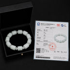 Pale Green Carved Jadeite Barrel Bracelet