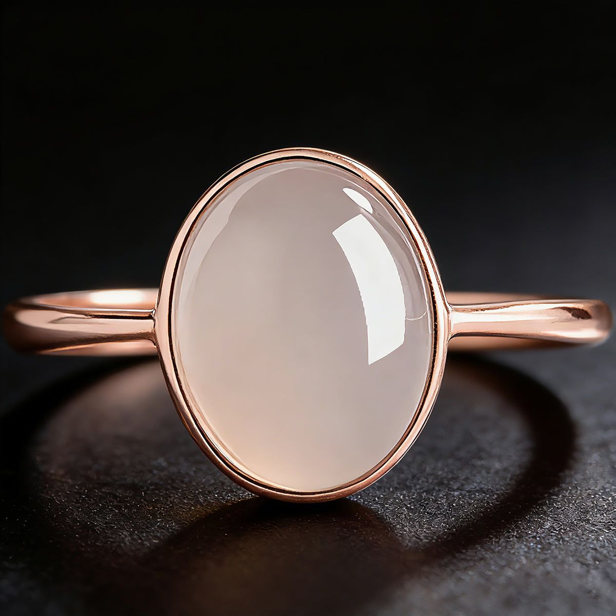 Natural Smoky Purple Jade Cabochon Adjustable Ring for Women – S925 Silver Rose Gold Plated