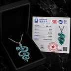 Blue Jadeite Tone Jadeite Snake Sword Pendant Necklace for Men