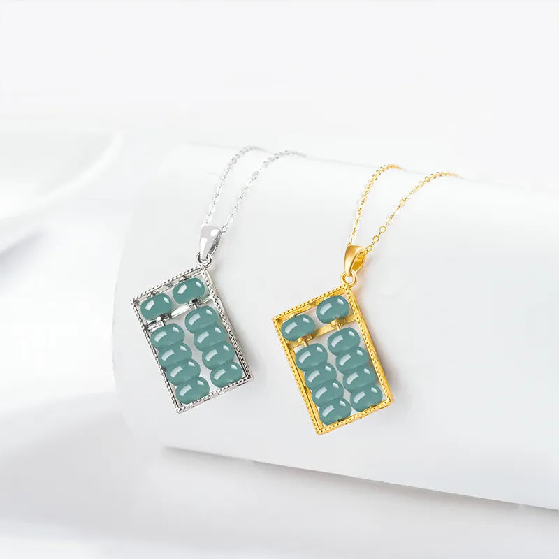 Real Jadeite Blue Abacus Wealth Pendant – Natural Jade Jewelry BMjade