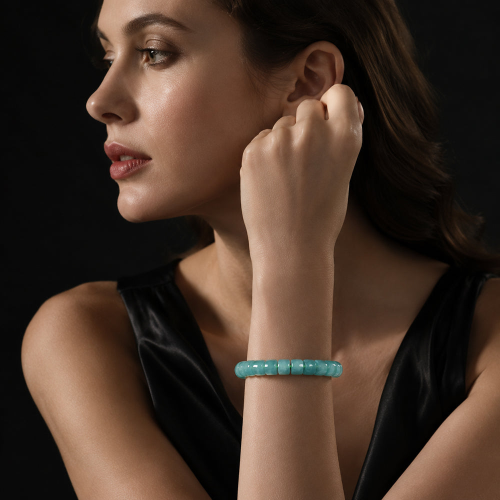 Blue Green Jade Abacus Bead Bracelet