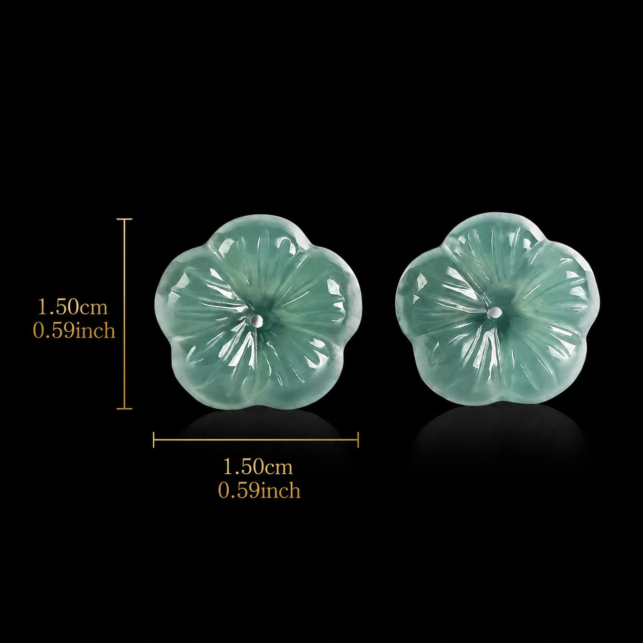 Blue Green Jade Plum Blossom Stud Earrings in S925 Silver