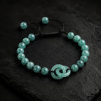 Handmade Jadeite Bracelet with Linked Circle Charm