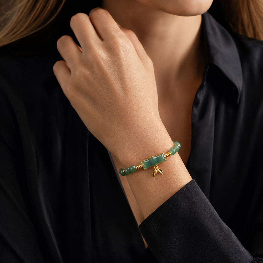 Blue Green Jade Bamboo Bracelet