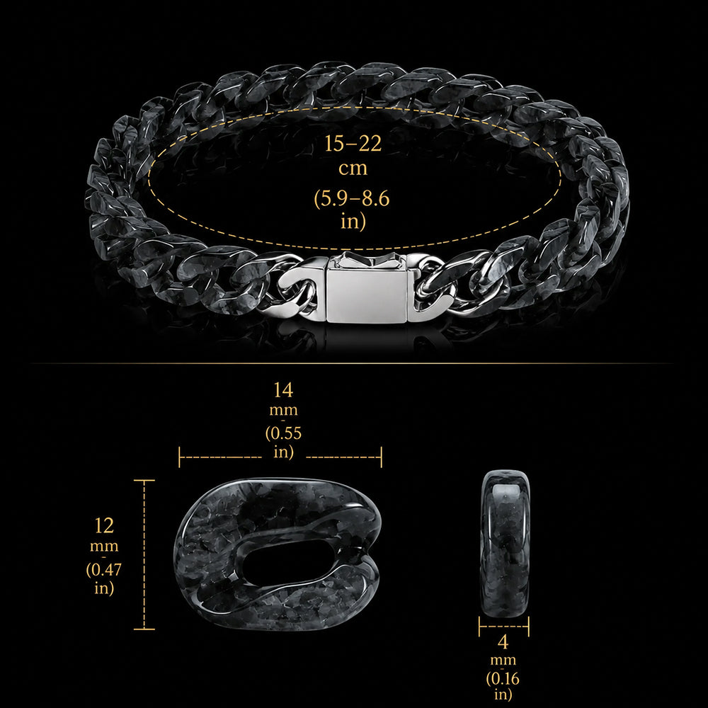 Natural Black Jadeite Cuban Link Bracelet Luxury Jade Chain for Men