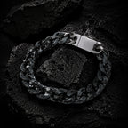 Natural Black Jadeite Cuban Link Bracelet Luxury Jade Chain for Men