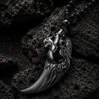 Natural Black Jadeite Dragon Fang Pendant Necklace for Men
