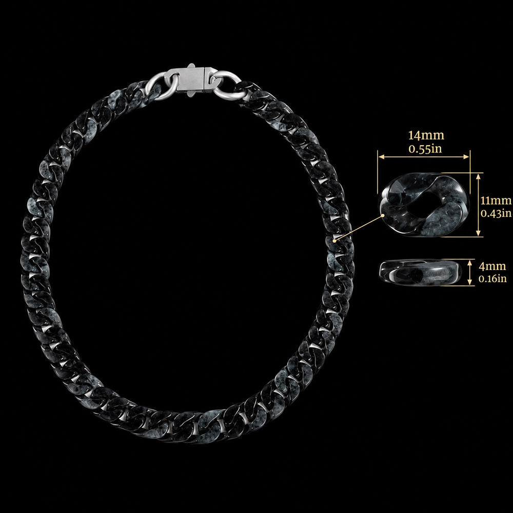 Natural Black-Gray Jadeite Cuban Link Necklace