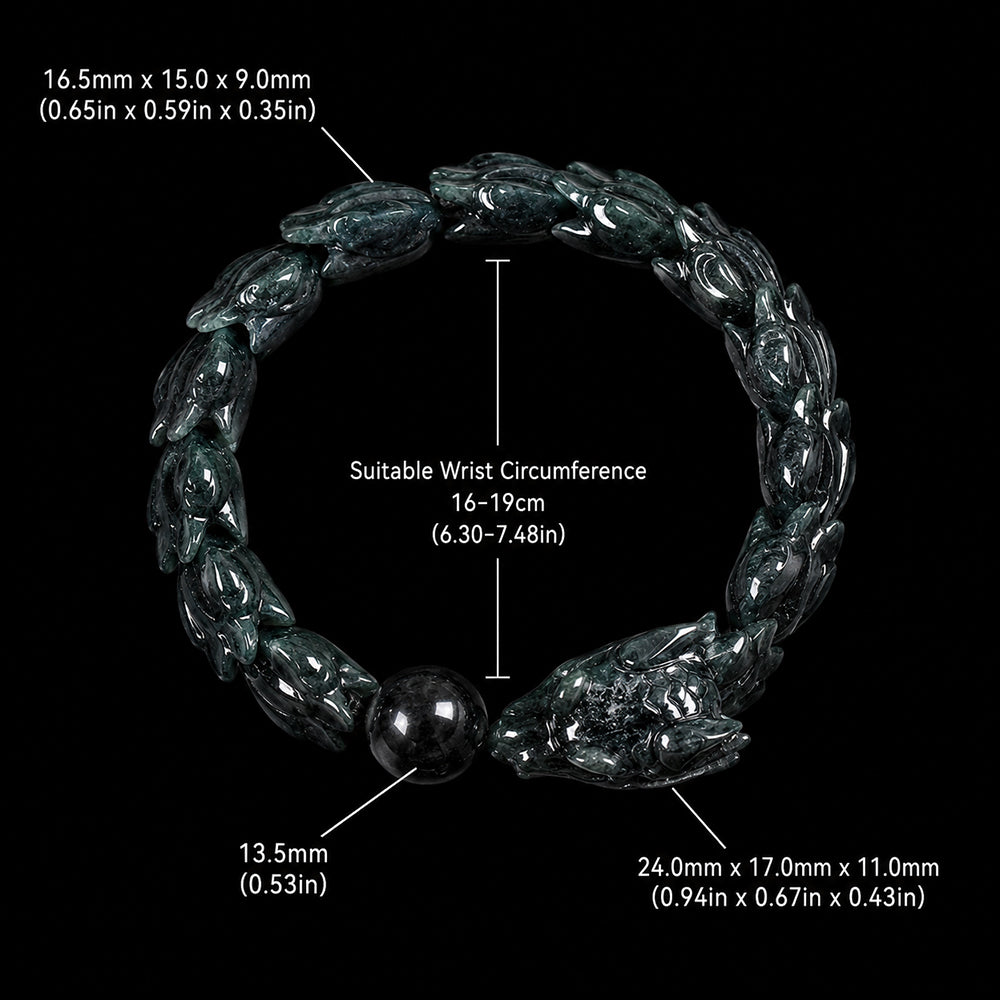 Natural Burmese Black Chicken Jadeite Dragon Bone Bracelet for Men