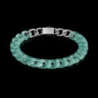 Natural Blue Green Jadeite Cuban Link Bracelet Luxury Chain Jewelry