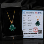 Blue-Green Jadeite Cat Paw Pendant Necklace