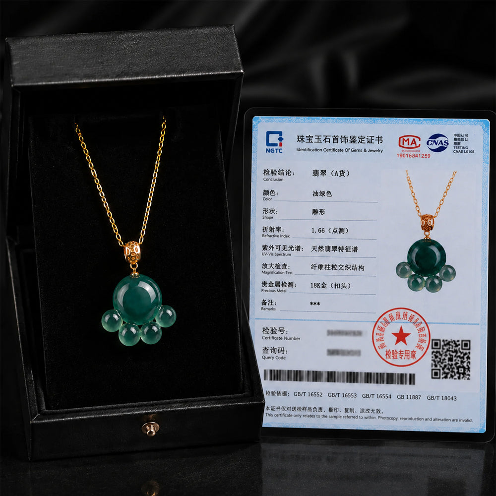 Blue-Green Jadeite Cat Paw Pendant Necklace
