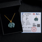 Blue-Green Jadeite Elephant Pendant Necklace for Women
