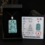 Blue-Green Jadeite Guanyin Plaque Pendant Necklace