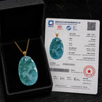 Blue-Green Jadeite Landscape Pendant Necklace