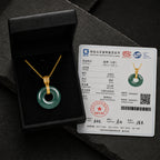 Blue-Green Jadeite Peace Buckle Necklace for Women