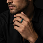 Natural Blue-Green Jadeite Ring for Men – Solid Wide Jade Band
