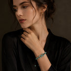Blue Green Jade Bead Bracelet with Infinity Charm