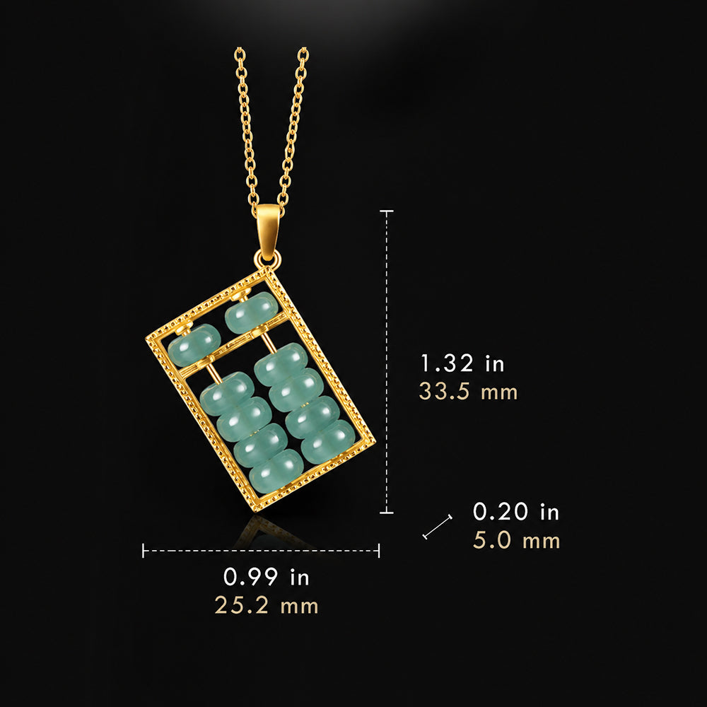 Natural Blue-Green Jadeite Abacus Pendant Necklace