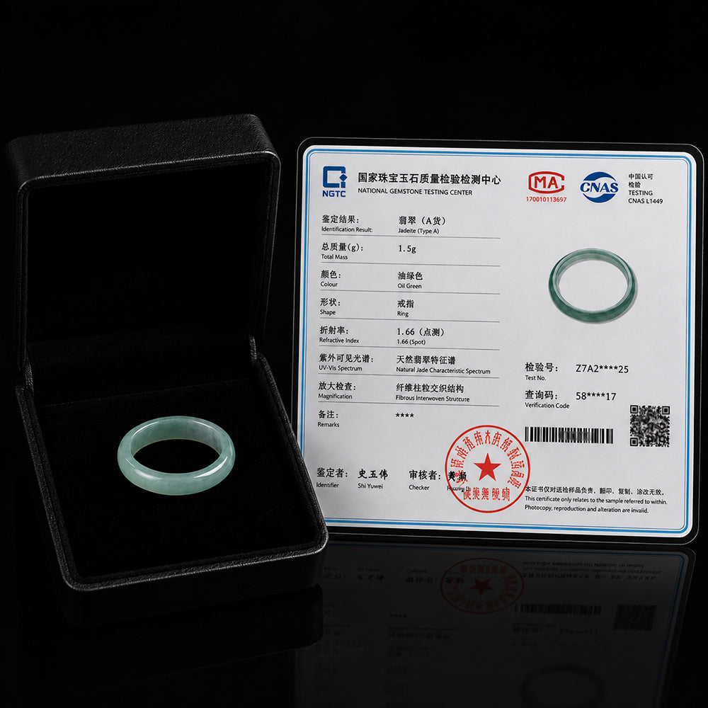 Blue Green Jadeite Band Ring for Women