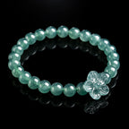Blue-Green Jadeite Flower Bead Bracelet for Women