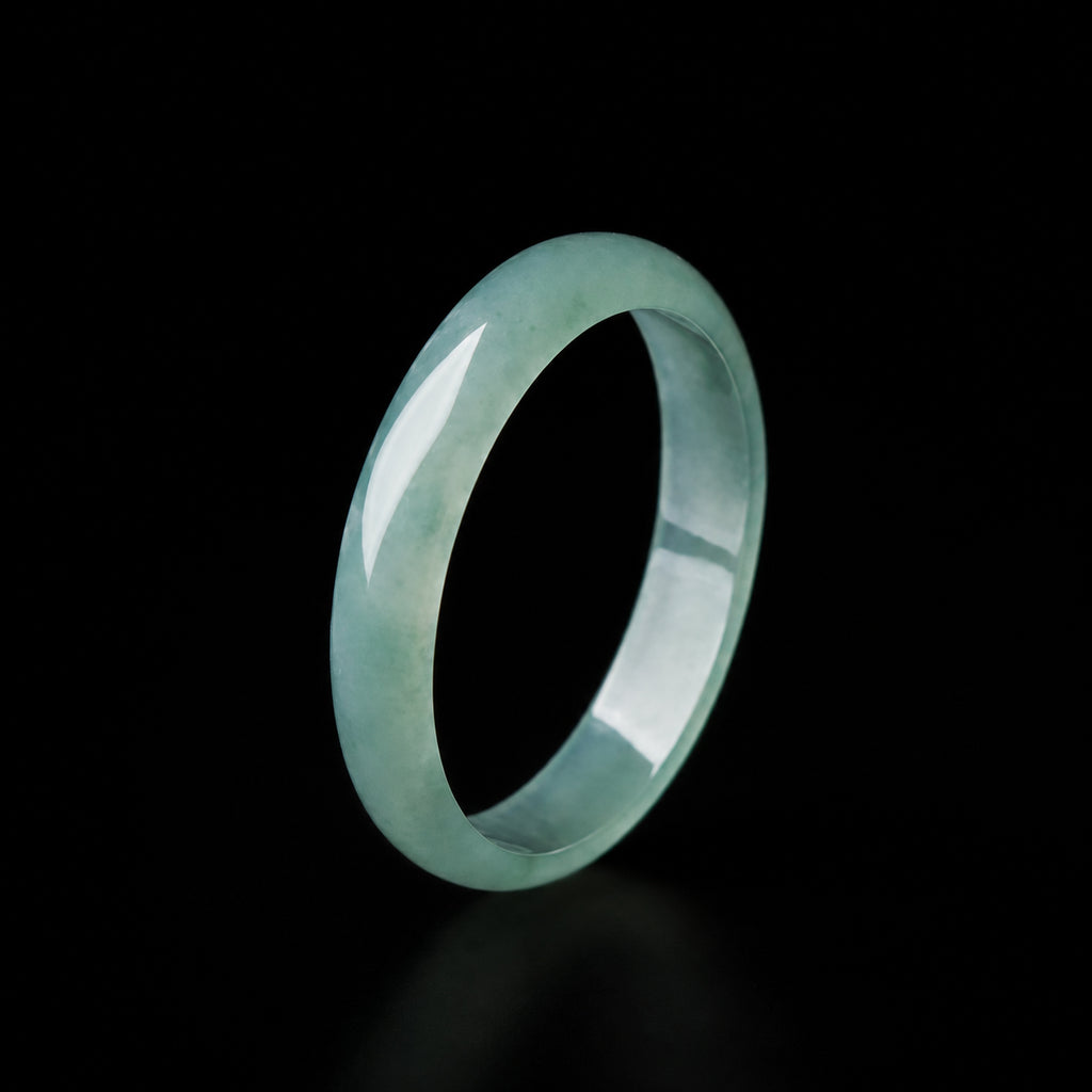 Blue Green Jadeite Band Ring for Women