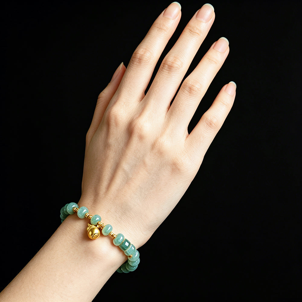 Blue Green Jade Hulu Abacus Bead Bracelet