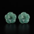 Blue green jade plum blossom stud earrings with S925 silver posts
