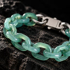 Pulsera cubana de jadeíta azul con motivo de cruz