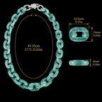 Collar de cadena cubana de jadeíta azul con motivo de cruz