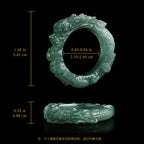 Natural Blue Jadeite Hand-Carved Dragon Ring for Men