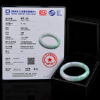 Natural Burmese Icy Green Jadeite Bangle Bracelet 61.5mm Floating Green Jade