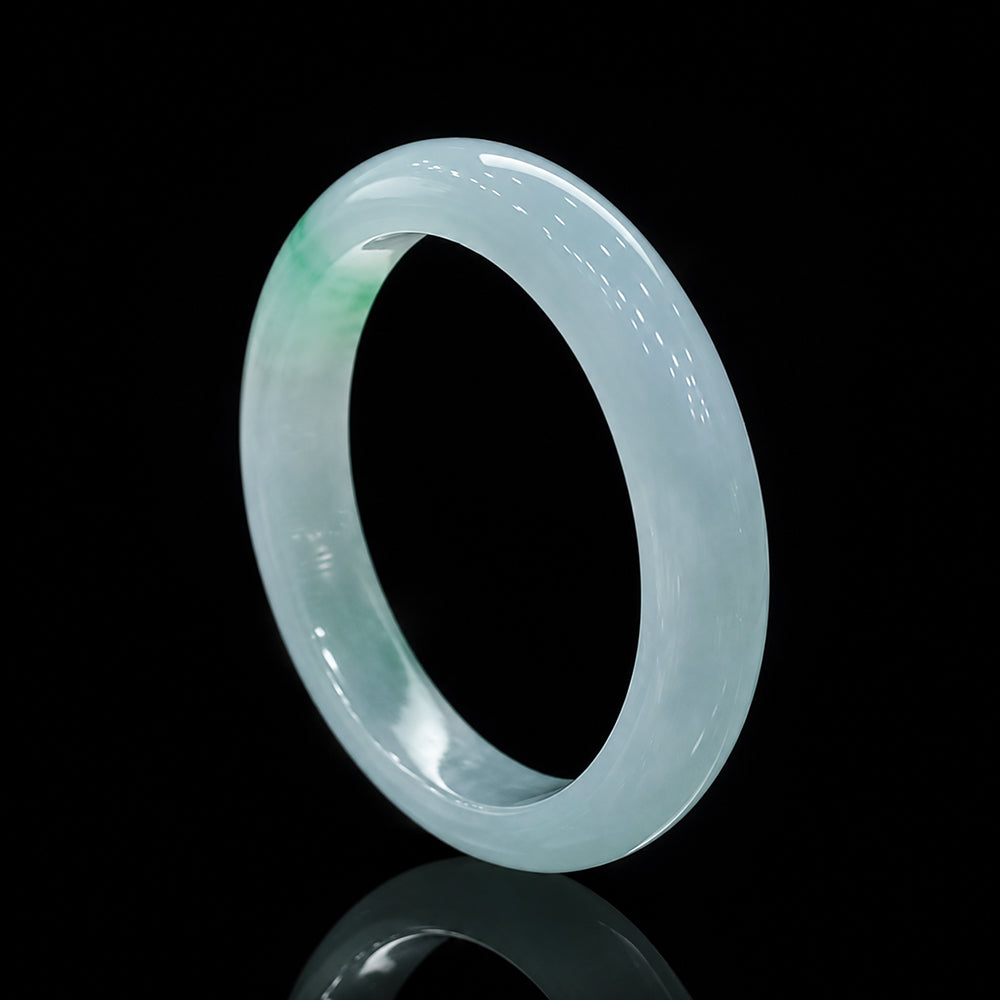 Natural Burmese Jadeite Bangle Bracelet Icy Green 51mm-55mm Slim Jadeite Bracelet for Women