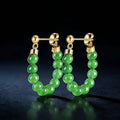 Real Burmese Green Jade Bead Chain Earrings – S925 Silver Jewelry