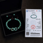 Blue Green Jade Bead Bracelet with Infinity Charm