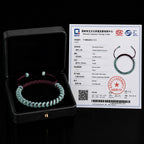 Handwoven Blue Jadeite Peace Buckle Bracelet