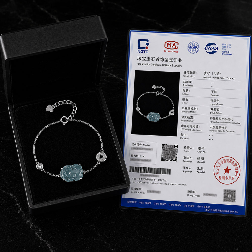 Blue Jadeite Pixiu Bracelet for Women