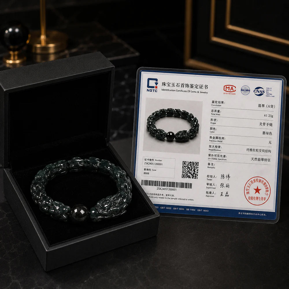 Natural Burmese Black Chicken Jadeite Dragon Bone Bracelet for Men