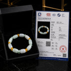Green White Jadeite Turtle Pattern Bracelet