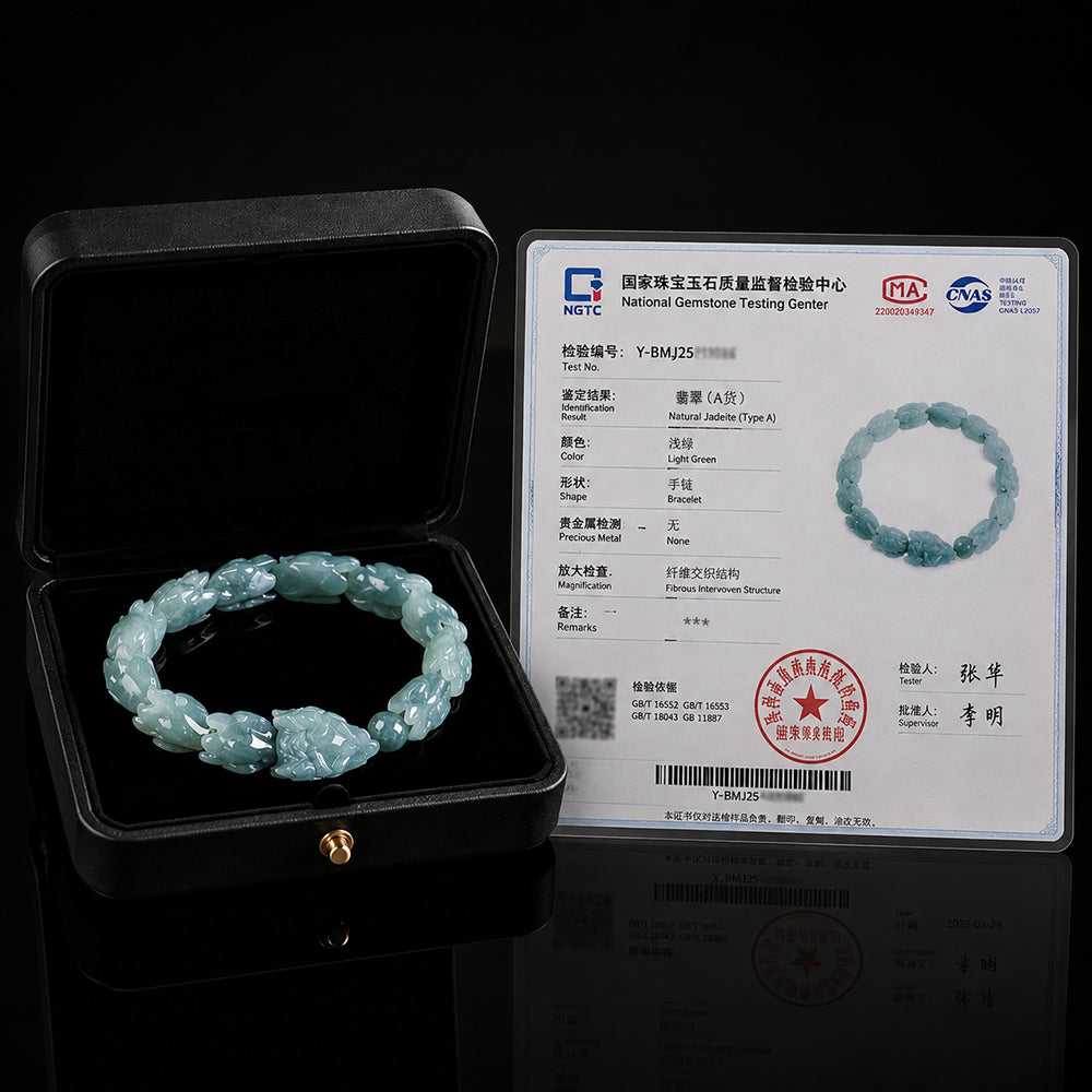 Natural Blue Jadeite Dragon Bone Bracelet for Men