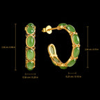 Green Jade Cabochon Hoop Earrings